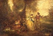 Jean-Antoine Watteau Le Plaisir pastoral painting